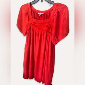 BAEVELY womens petite small red puff sleeve mini babydoll dress